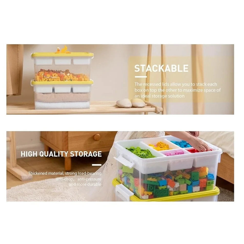 Citylife 17 QT Plastic Storage Box with Building Baseplate 1 Pack-17 QT Yellow